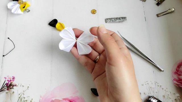заколки пчёлка из ленты / пчёлки канзаши / пчёлки своими руками смотреть онлайн