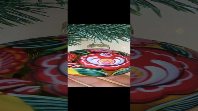 Арт. М4  Шар с ручной росписью 65 мм «Городец»