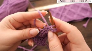 Двойной ромб – узор спицами《》Double rhombus - knitting pattern