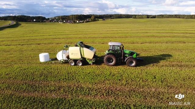 Заготовка качественных кормов при помощи трактора Deutz Fahr и пресс подборщика KRONE смотреть онлайн