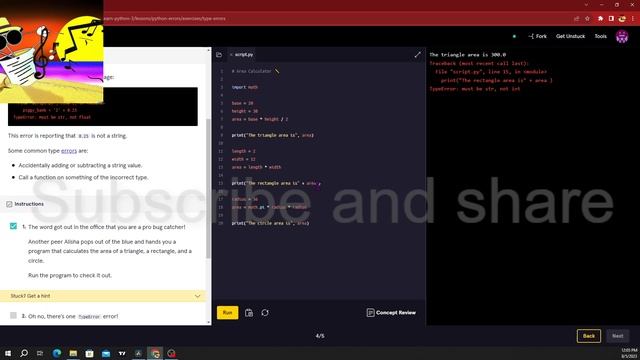 Syntax's Type Errors Python 3 Basic смотреть онлайн