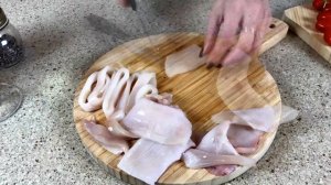 Лёгкий рецепт салата с морепродуктами!