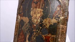 Икона старинная Николай Чудотворец, Холуй, мастерская Горбунова. DR0297
