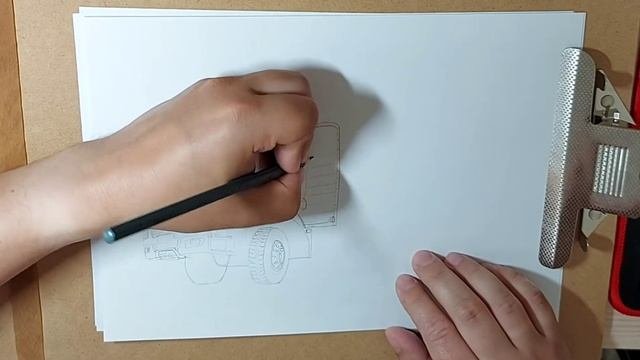 Рисую КАМАЗ-6580 (поколение К4) сортиментовоз карандашом.