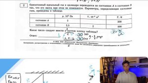 Одноатомный идеальный газ в цилиндре переводится из состояния А в состояние B так, что его масса -