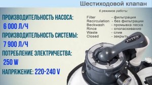Песочный фильтр насос для бассейна Intex 6000 л/ч 26646
