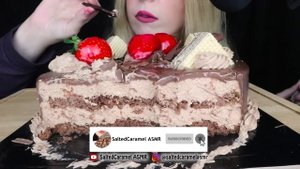 CHOCOLATE MOUSSE CAKE WITH TOPPINGS ? | ASMR Mukbang | No Talking | Real Eating Sounds