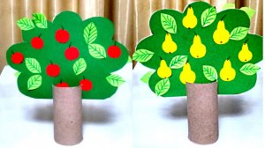 Простая поделка для детей. Дерево из картонной втулки #простаяподелка #поделки