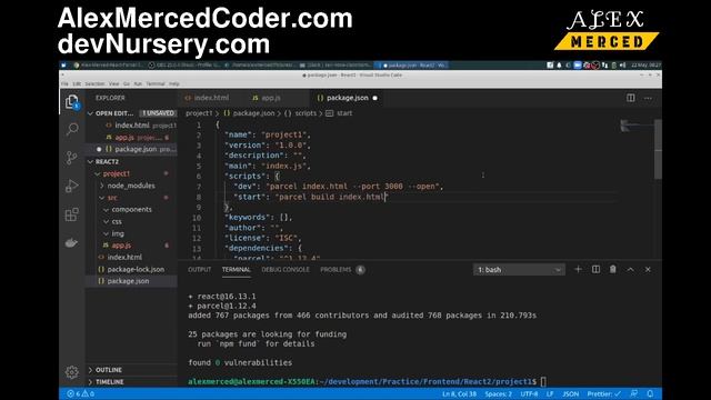 AM Coder - React/Parcel Tutorial #1 - Setting up your boilerplate смотреть онлайн