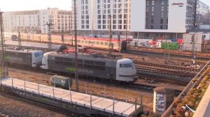 Munich Main Train Station yard scenes and time-lapse. München Hauptbahnhof