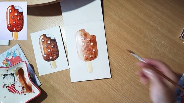 #акварель#скетчинг #фудскетч. Бесплатный урок. Рисуем мороженое. смотреть онлайн