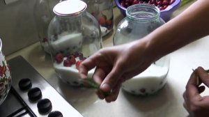 Компот из черешни и мяты на зиму .