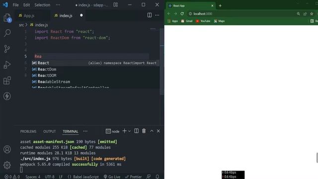 React JSX and React Render print Hello World ||  React JS Tutorial for Beginners in 2022