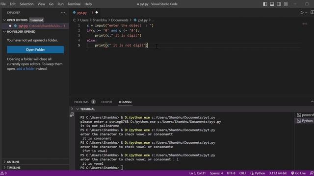 check python program to given character is digit or not day with Sam
