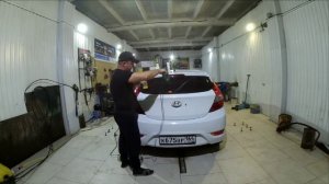 ТОНИРОВКА ЗАДНЕГО СТЕКЛА СОЛЯРИС.