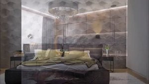 Оригинальная отделка стен в современной спальне