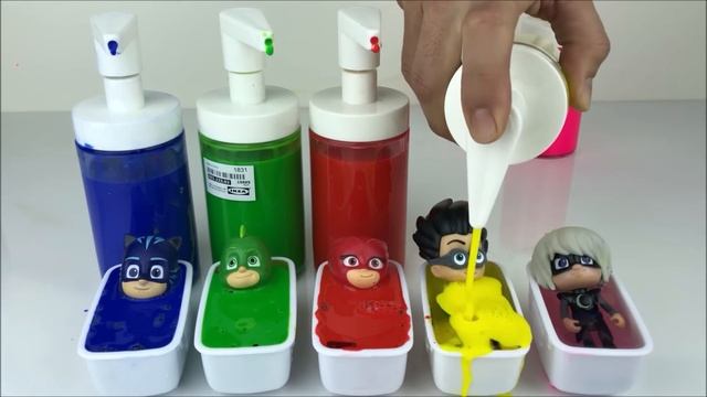Pj Masks Toys and Toy Bathtubs, Learn Colors for Kids смотреть онлайн