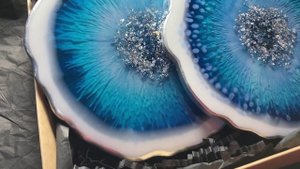 Подстаканники из эпоксидной смолы (синие)