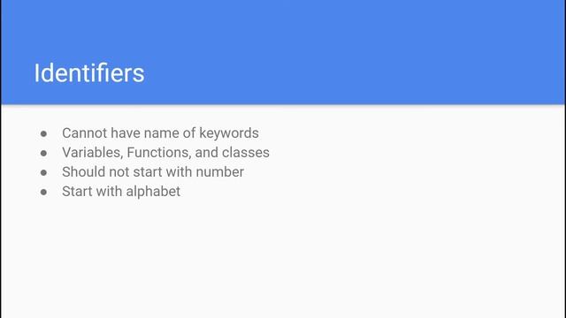 Python Keyword Identifiers and Variables