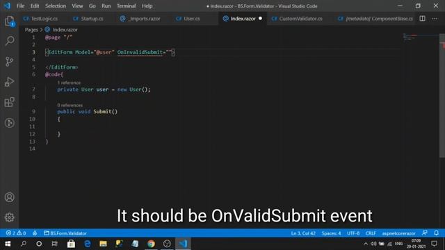 A Sample On Blazor Server Form Validation Using Validator Component