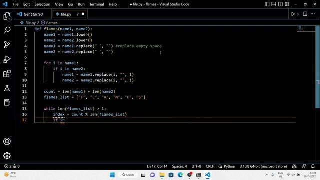 FLAMES Calculator Using Python Programming | Python Project For Beginners