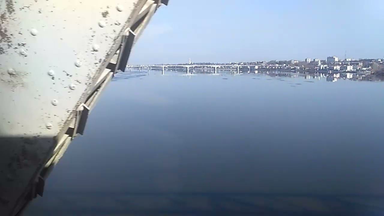 Кострома. Ж/д мост через реку Волга. 19.04.2023. На электропоезде ЭД4М