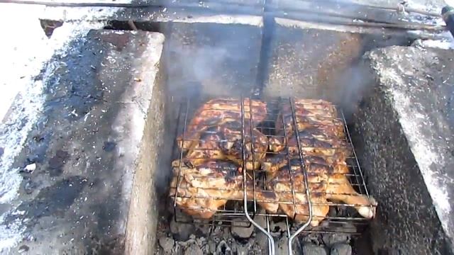 Готовим на даче!курица с чесноком в йогурте