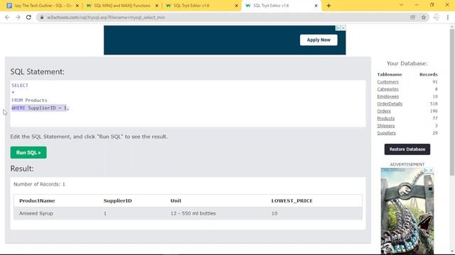 MIN & MAX function in SQL | SQL Tutorial For Beginners | w3school SQL | Izzy The Tech Guy | Ep 7