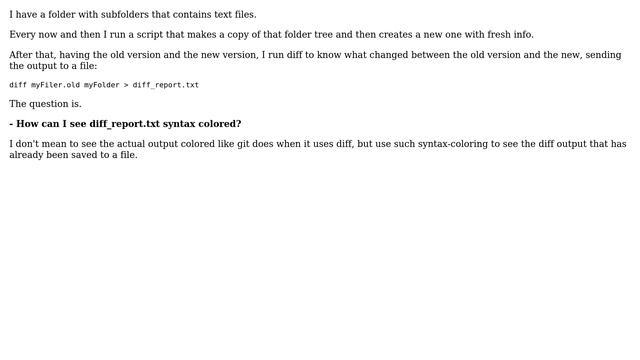 Unix & Linux: Diff patch output saved to a file. How to see it syntax-colored? (2 Solutions!!) смотреть онлайн