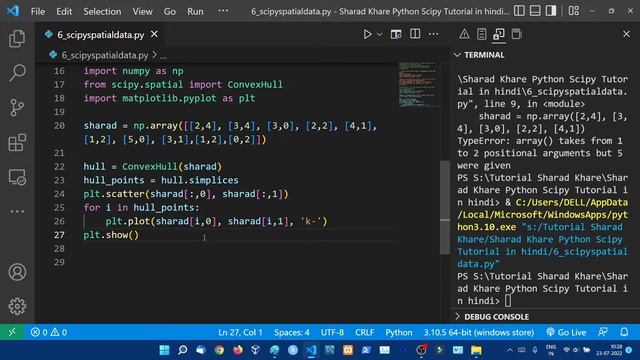 SciPy Spatial Data || Triangulation, Convex Hull, KDTrees || SciPy Tutorial in Hindi