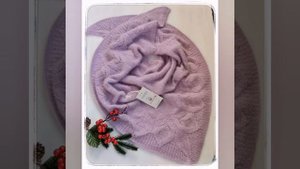 Комплект бактус и шапка "Ботаника" из пуха норки вязаный.