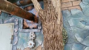 Оформление фасада гаража, штукатурка, покраска из арт бетона