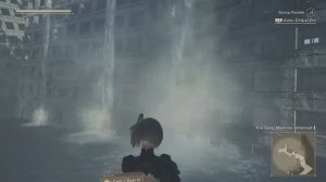 NieR:Automata - fishing a pod at flooded city