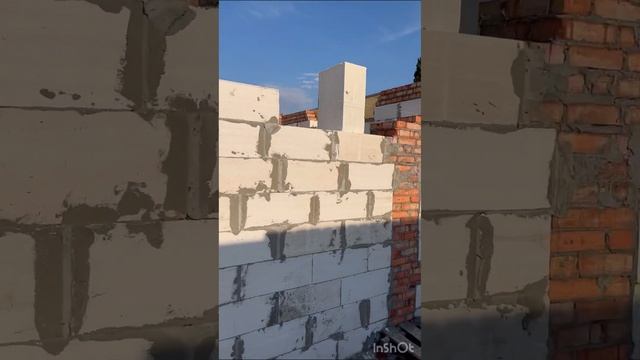 Стройка двухэтажного дома из газобетон ГРАС облицовочный кирпич РИМКЕР. смотреть онлайн