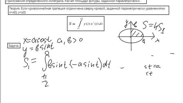 Площадь фигуры, ограниченной линией, заданной параметрически. Площадь, ограниченная эллипсом смотреть онлайн
