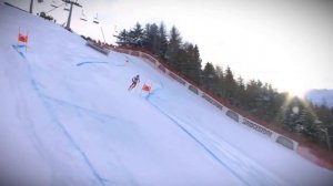 Pawel Babicki one ski finish in the downhill of Bormio