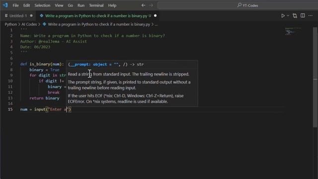Write a program in Python to check if a number is binary?