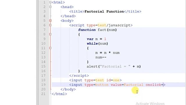 JavaScript Factorial Function