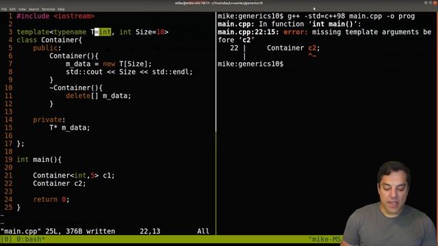 Generics in C++ 10 - Templates Class default parameters | Modern Cpp Series смотреть онлайн