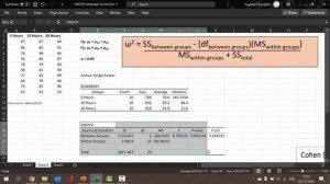 How To... Calculate Effect Size from an ANOVA Table in Excel