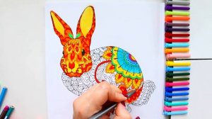 Раскрашиваем вместе | Раскрашивание онлайн Раскраски Антистресс Заяц | линеры и карандаши