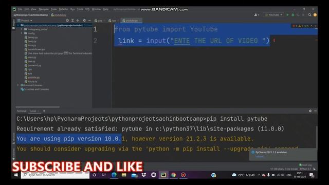 Download YouTube video using python  With TECHYSACHIN ||Pytube library ||python ||short project 4