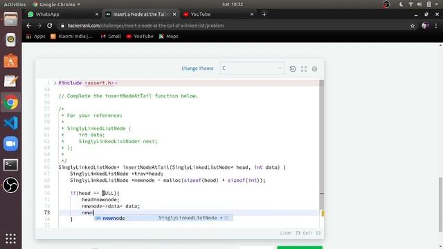 Insert a Node at Tail of Linked List | Hacker Rank Solution in C Programming