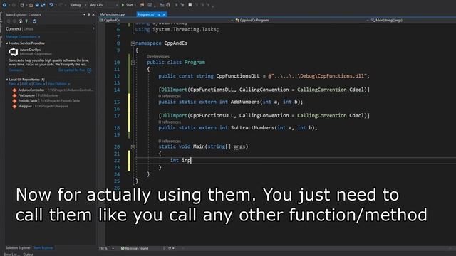 C# - How To Call C++ Code In C# (Calling C++ Methods In C# Using DLL Importing)