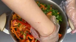 Болгарский перец по-корейски на зиму! 
Болгарскийдан корейский салат банкага ёпиш