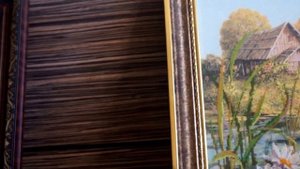 Две оформленные работы. "Кувшинки" Риолис и "Голубки" Паутинка