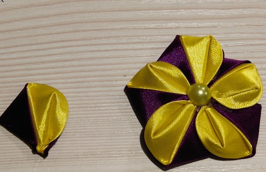 Двойной Вывернутый Круглый Лепесток канзаши. МК для начинающих! смотреть онлайн