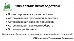 Автоматизация управления производством в программе Управление Запасами