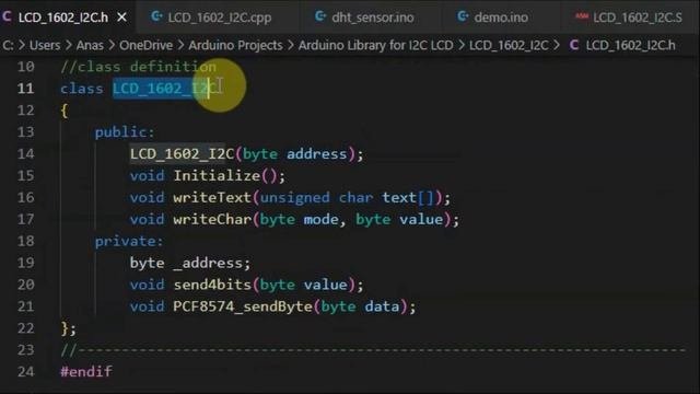 Creating Arduino Library For I2C 1602 LCD