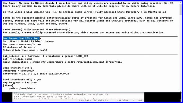 How To install Samba Server( Fully Accessed Share Directory ) On Ubuntu 18.04 смотреть онлайн